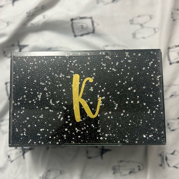 NWOT LETTER K BLACK JEWELRY BOX - Picture 1 of 1
